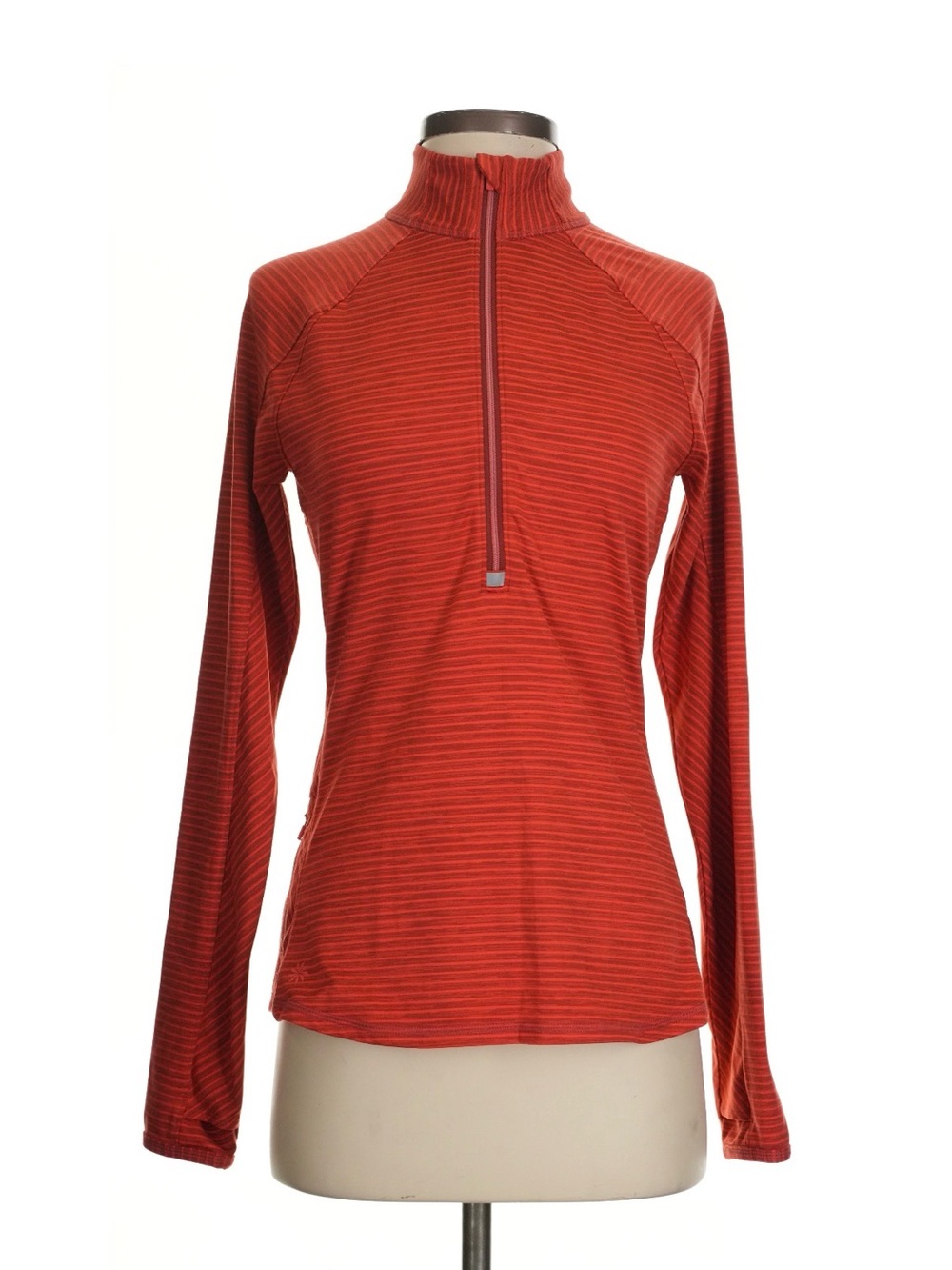 Athleta Women's Half-Zip Long-Sleeve Top - Rust Orange Stripe